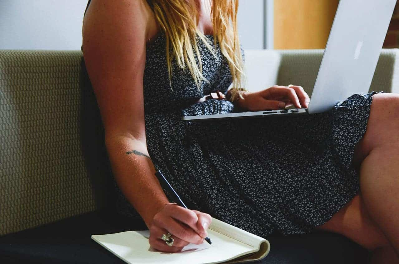 woman using laptop