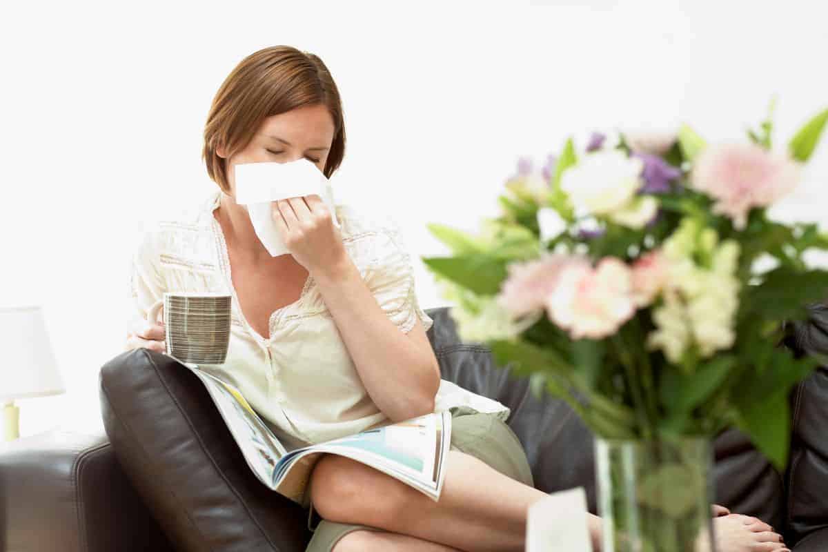 flowers woman sneezing