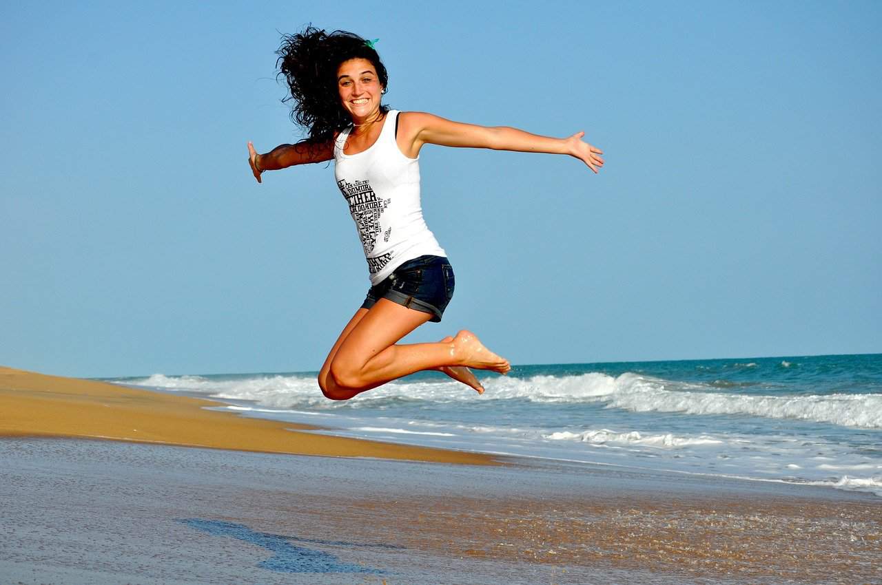 happy person jumping