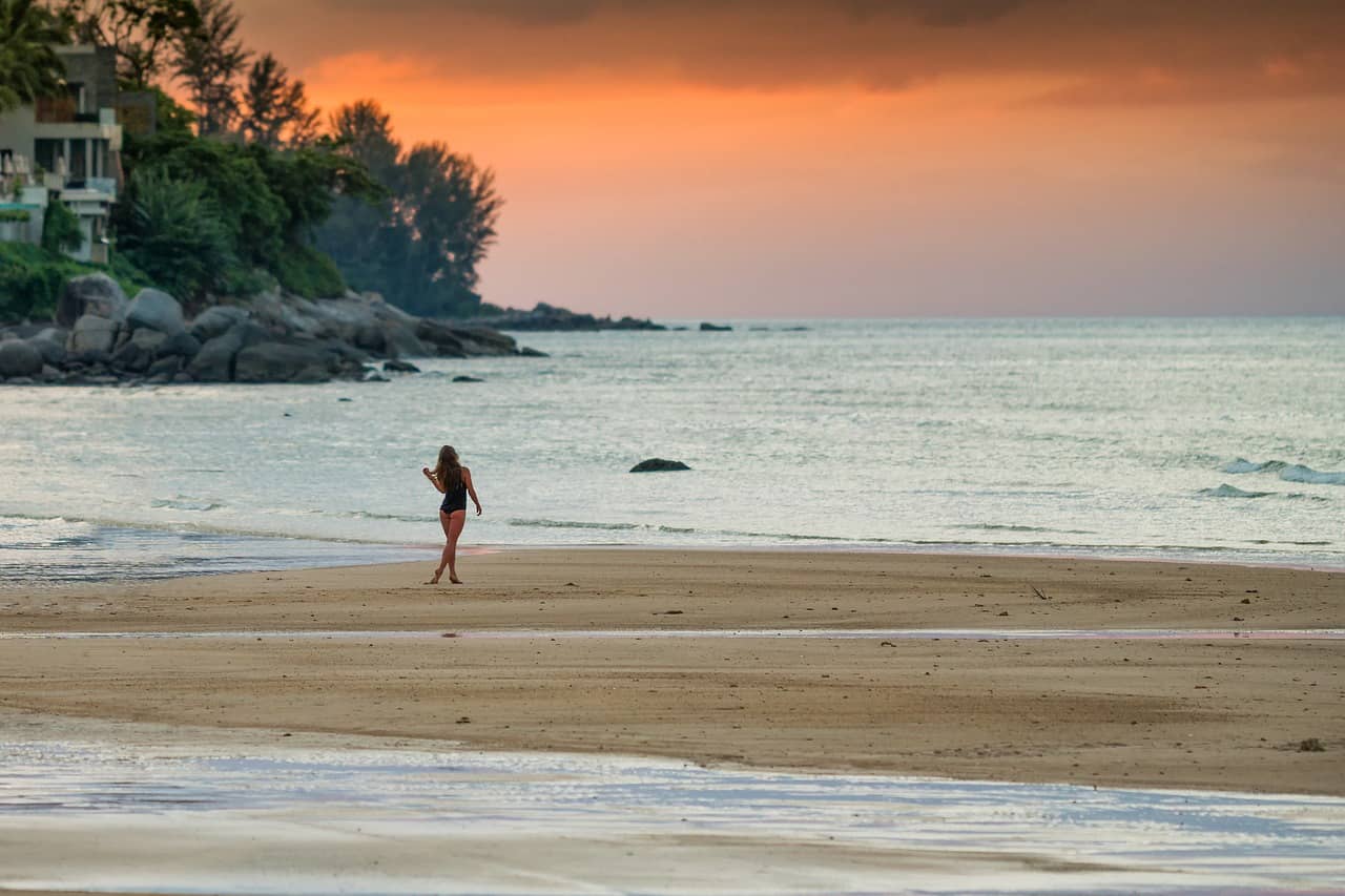 woman alone happy