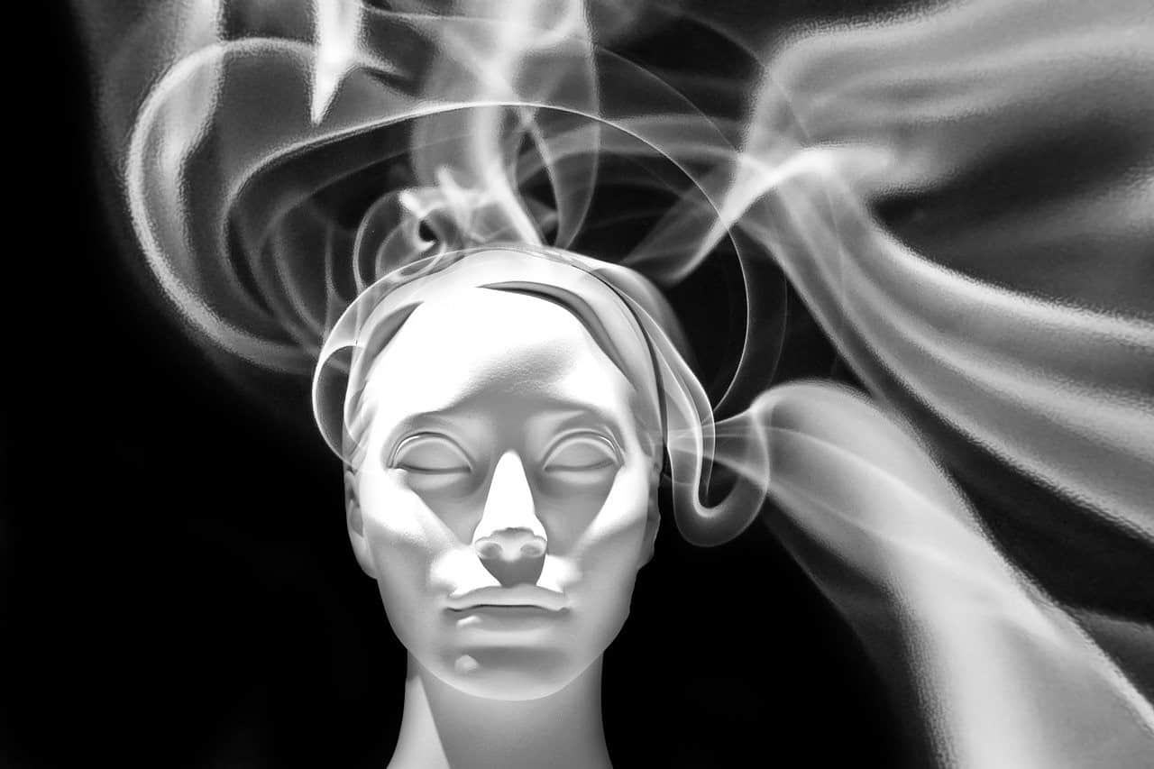 woman smoke flame