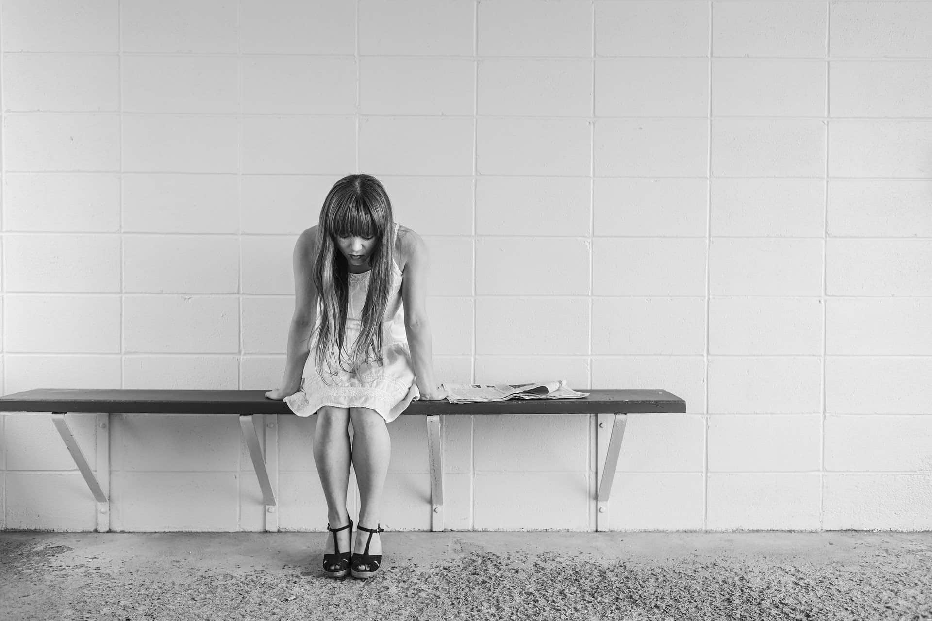 monochrome woman sitting