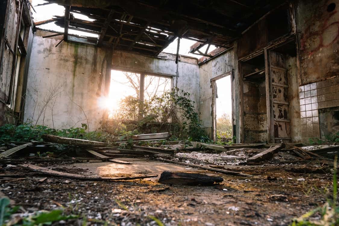 destroyed home