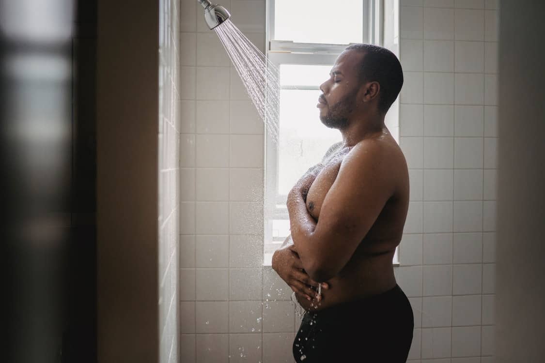 man taking shower