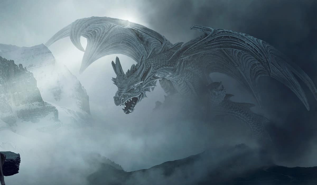 white silver dragon