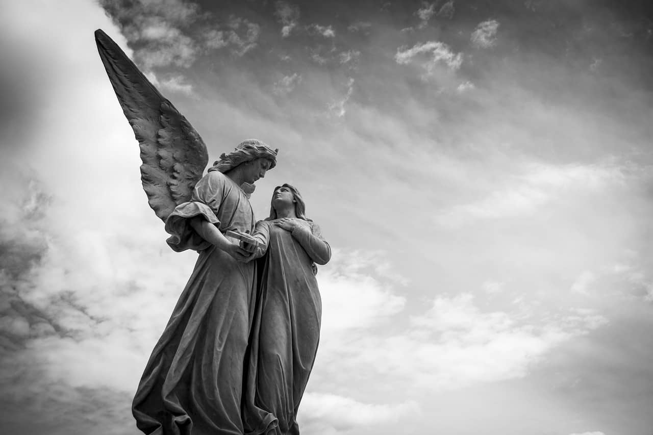 monochrome statue angel