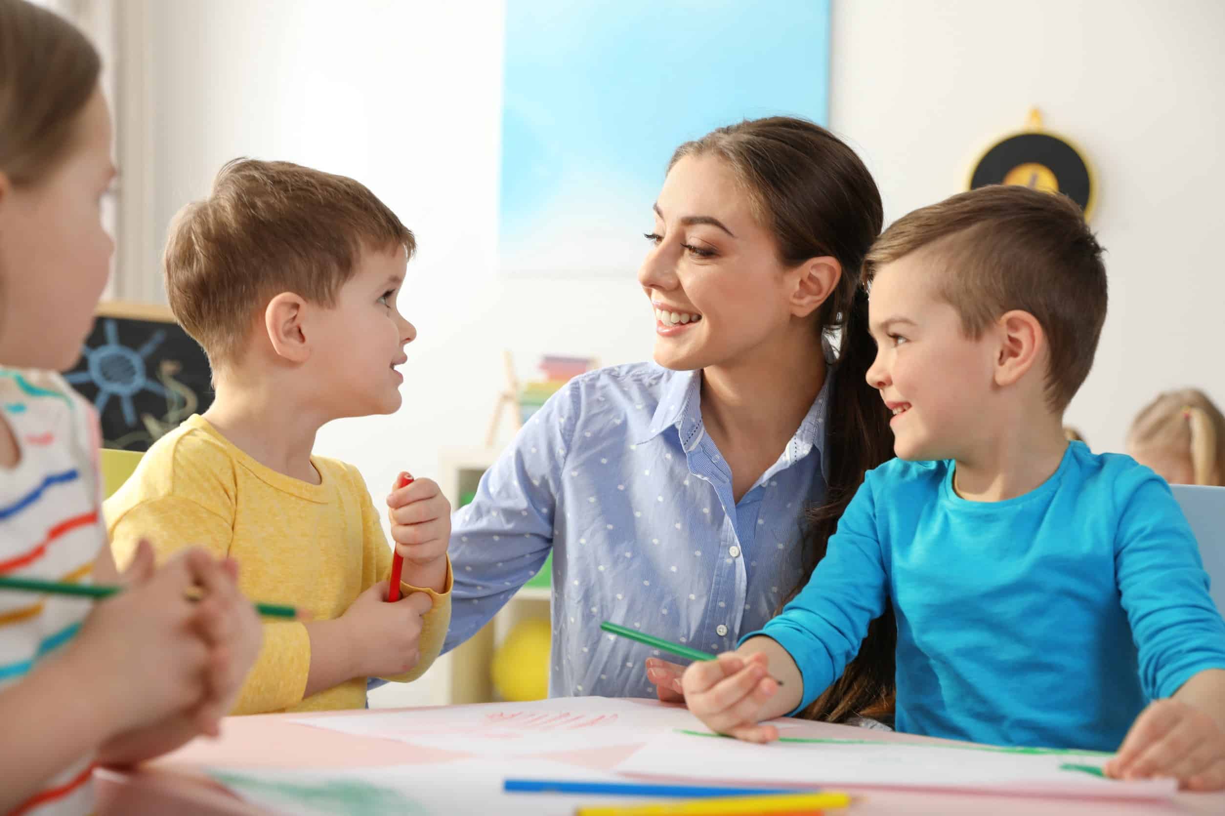 teacher with kids