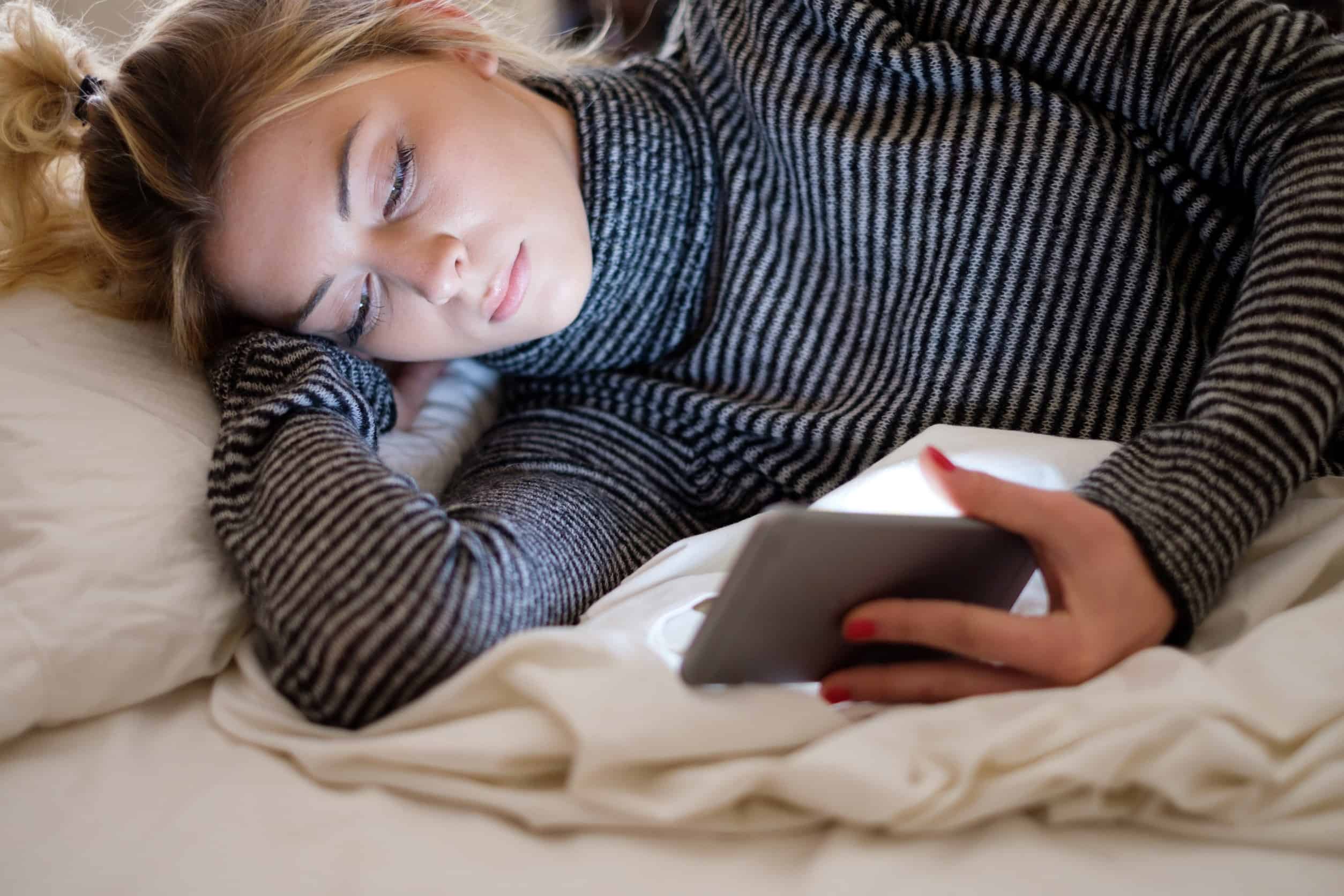 woman reading text