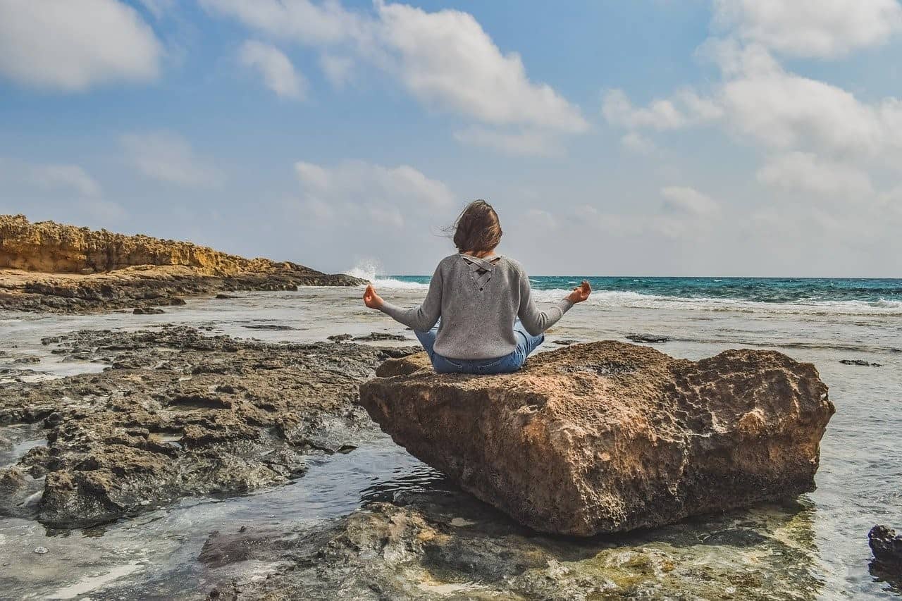 alone woman sea