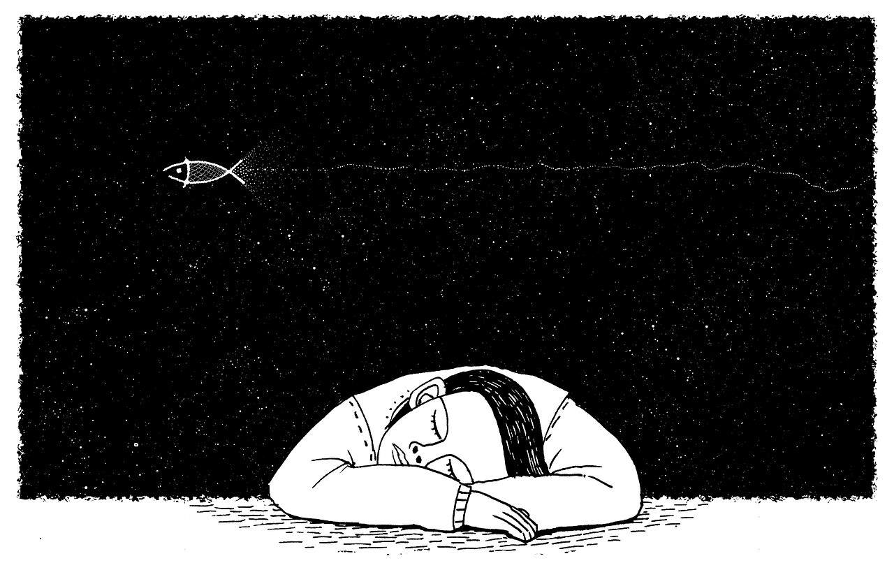 illustration of a dreaming man