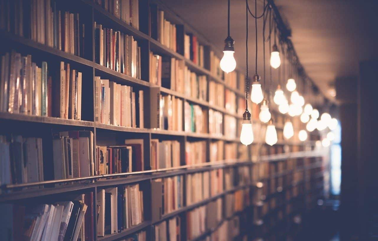 light bulb in a library