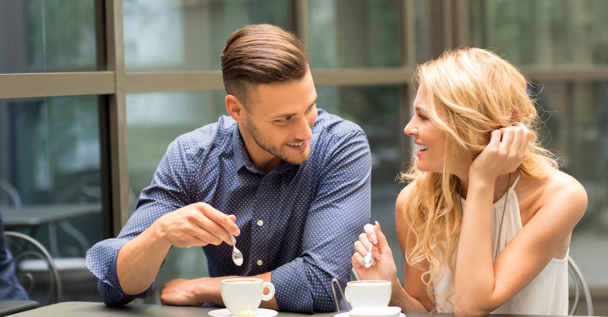 man and woman on a date