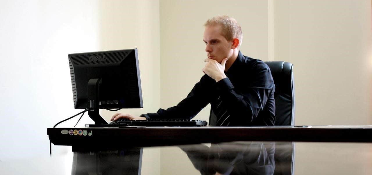 man working at his desk