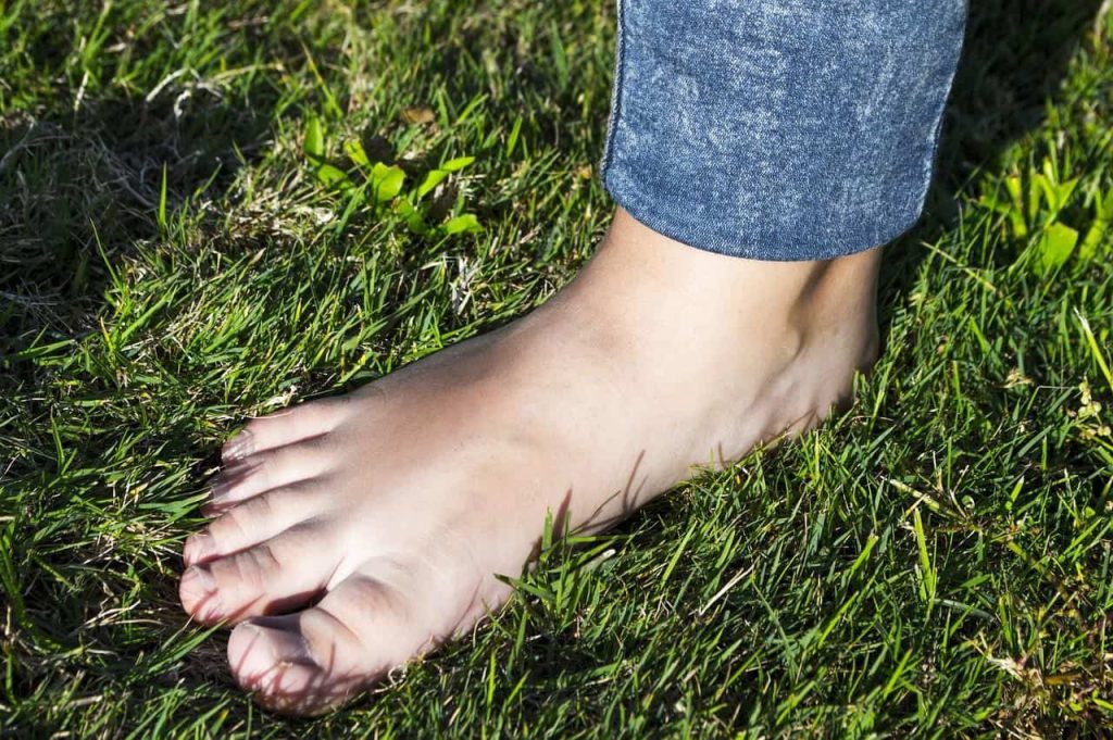 barefoot on grass