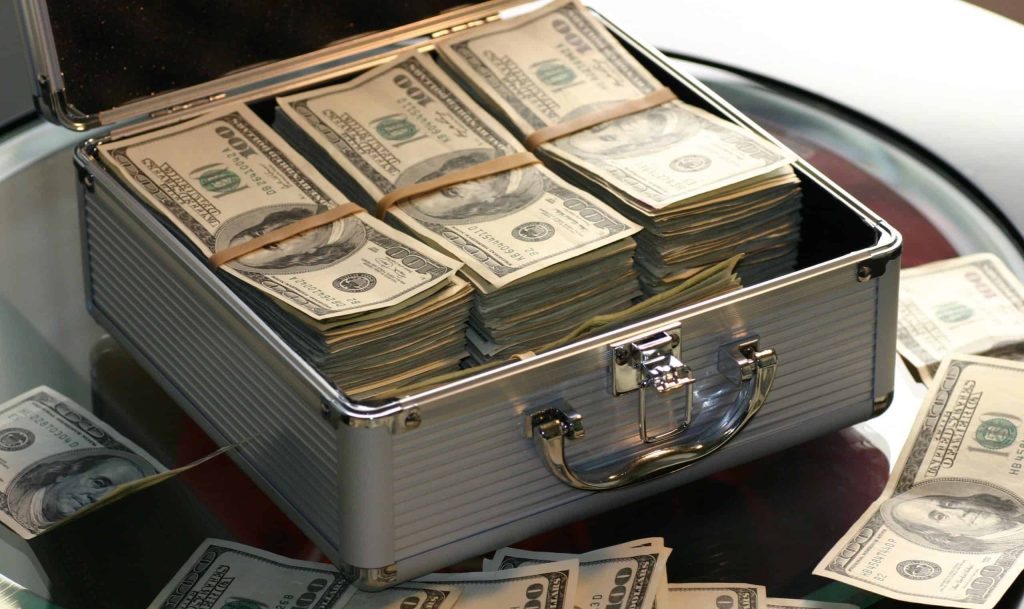 money in a suitcase