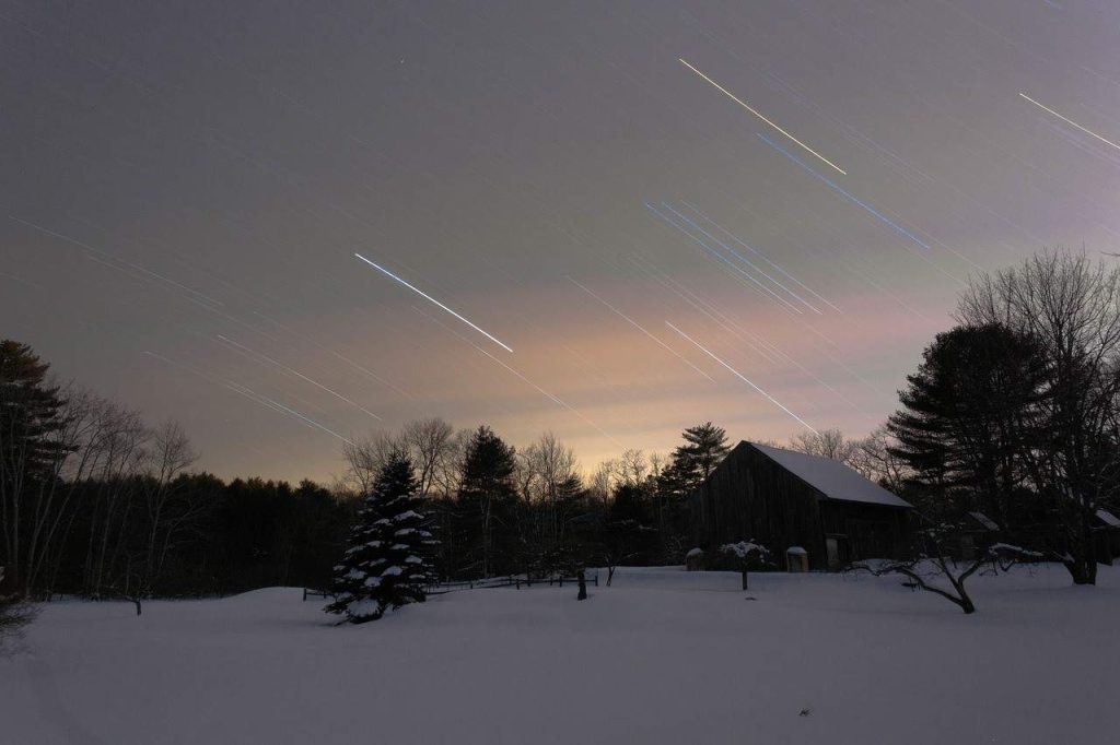 shooting stars during winter