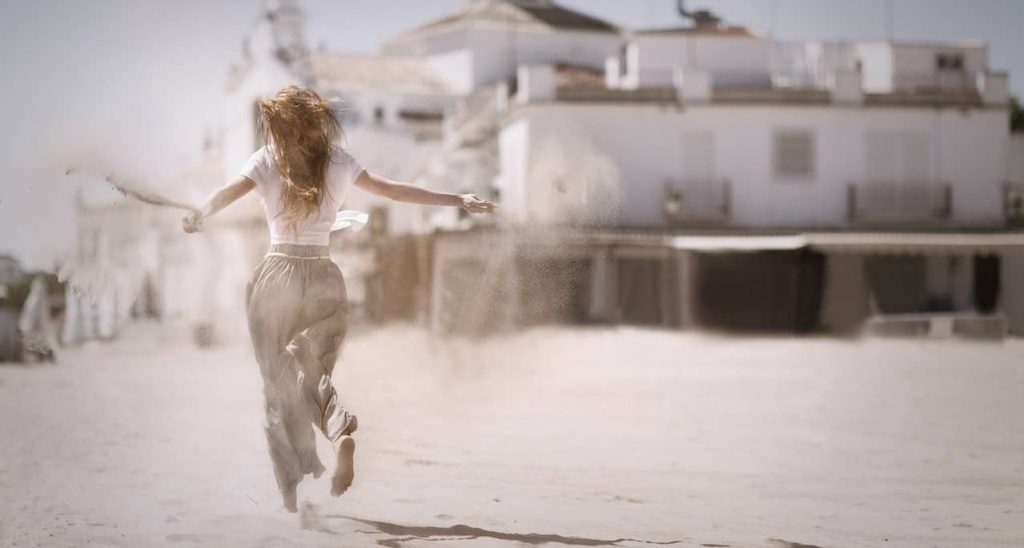 woman running on sand