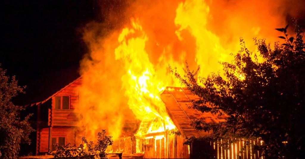 burning wooden house