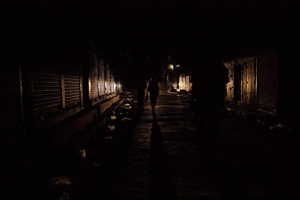 woman walking at night