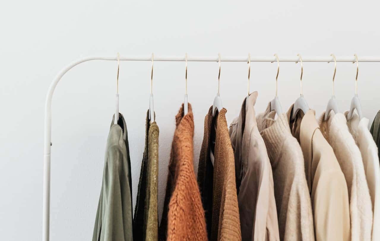 clothes on a metal hanger