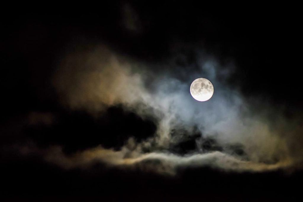 clouds under moon