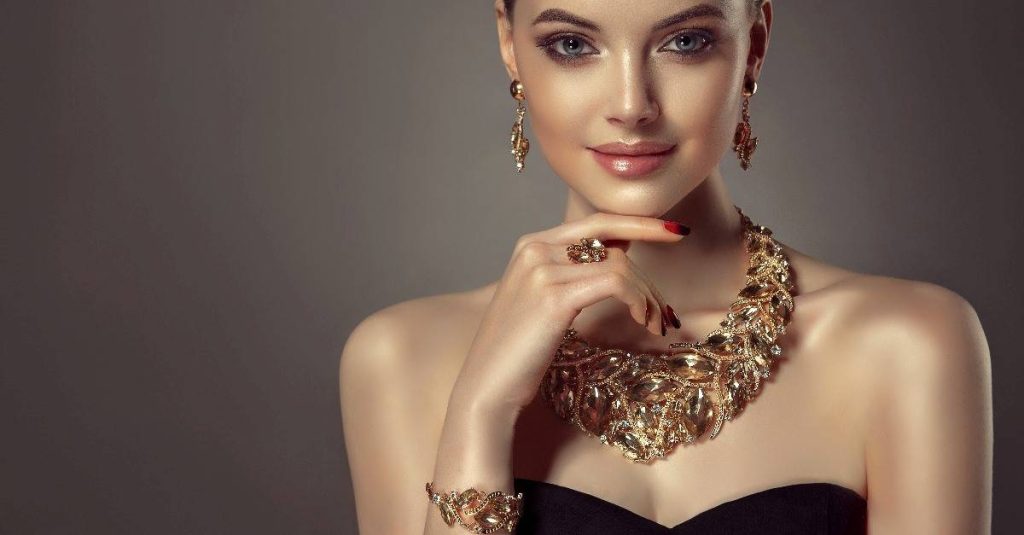 woman wearing diamond jewelry