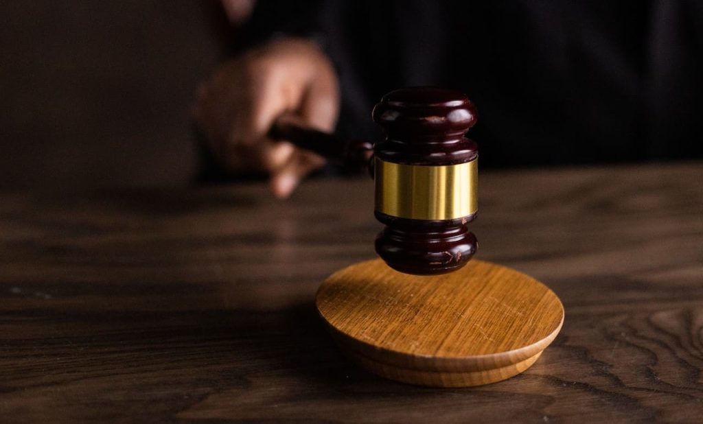 wooden gavel on a table