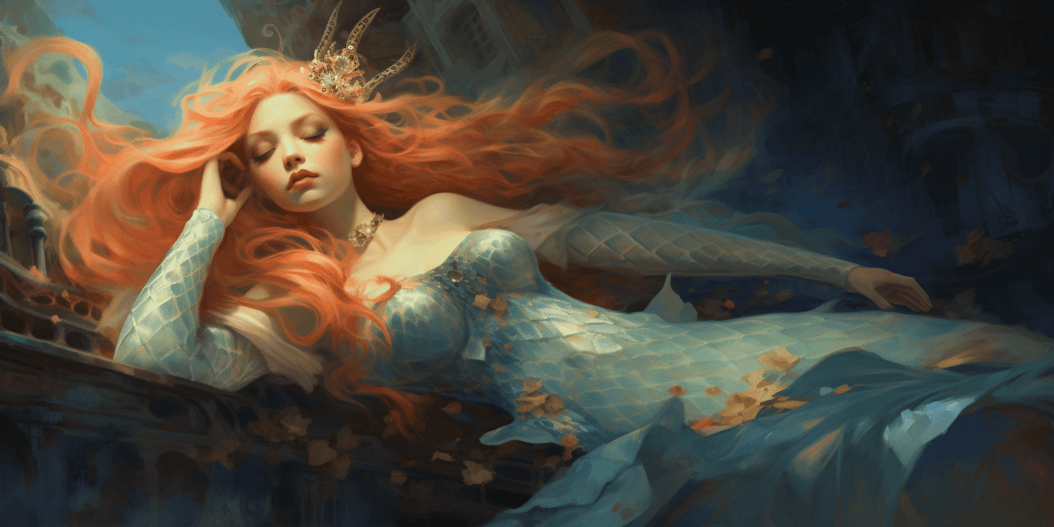 beautiful mermaid with orange hair