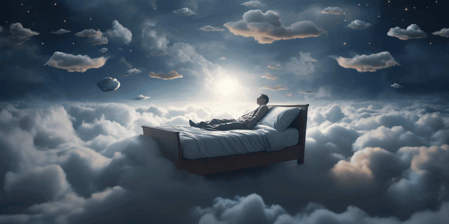 man sleeping in a sea of clouds