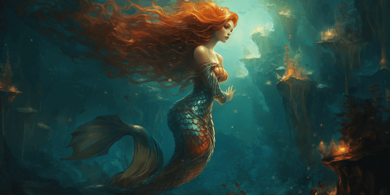 mermaid with orange hair