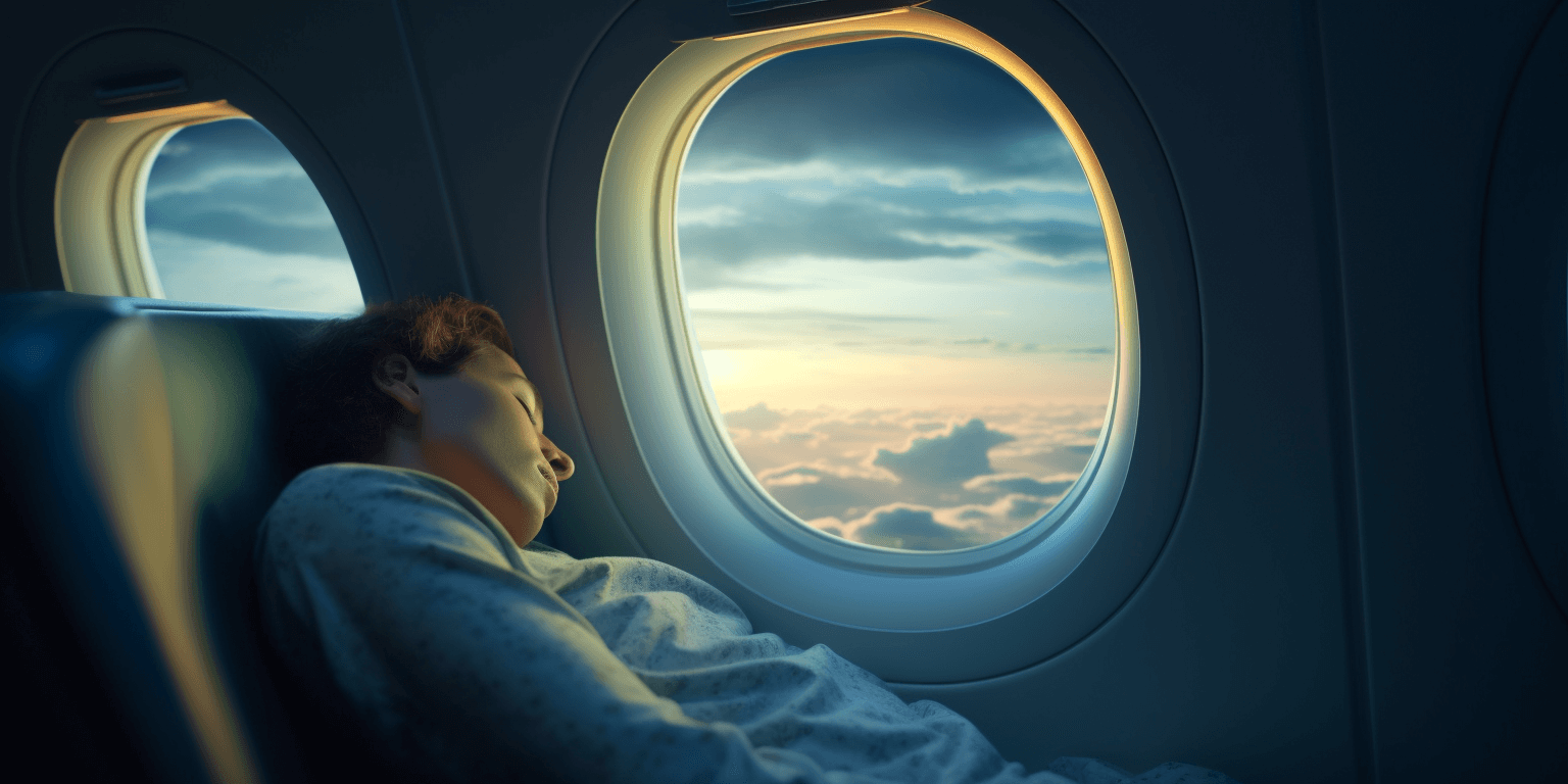 person sleeping in an airplane